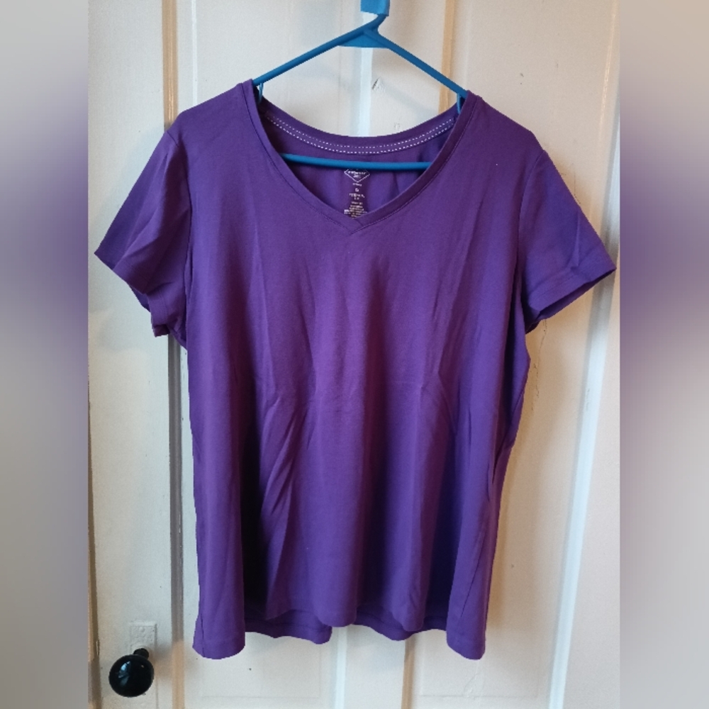 St. John's Bay Rich Purple V-Neck Tee